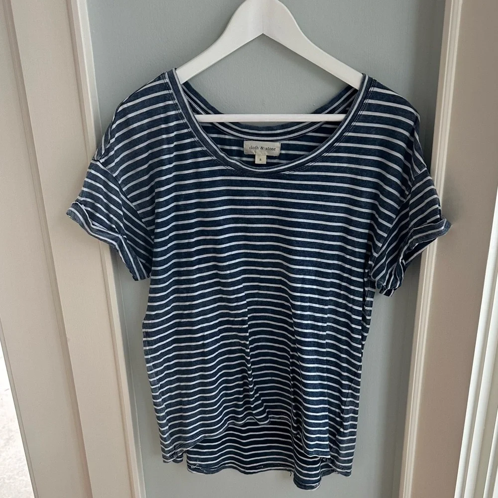 Anthropologie Cloth & Stone Faded Striped Tee - Picture 1 of 3
